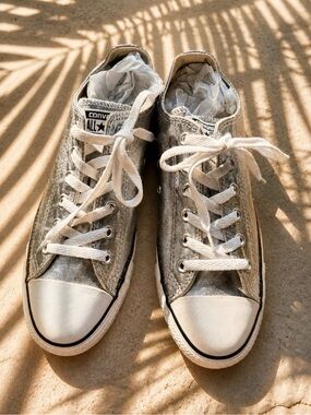 Converse Women's Metallic Silver Low Top Sneakers